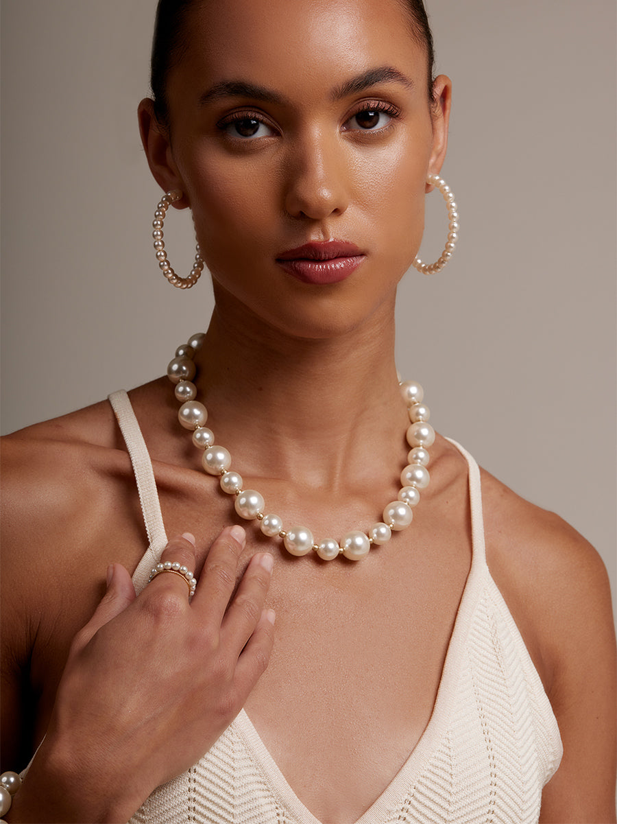 Mixed Pearl Collar Necklace
