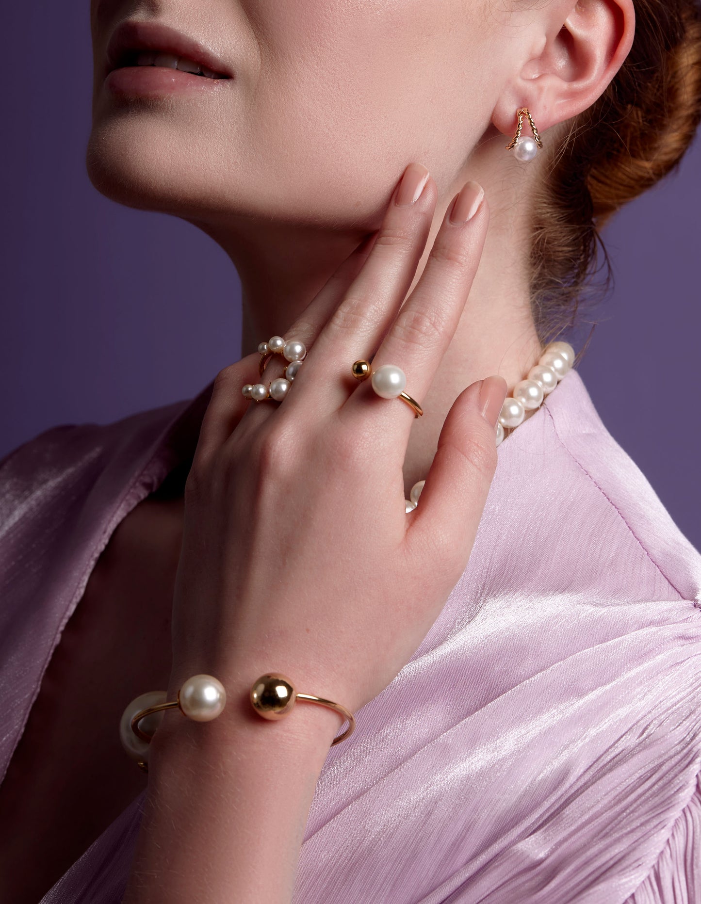 Pearl and Gold Bead Cuff Bracelet