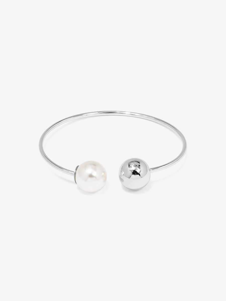 Pearl and Gold Bead Cuff Bracelet