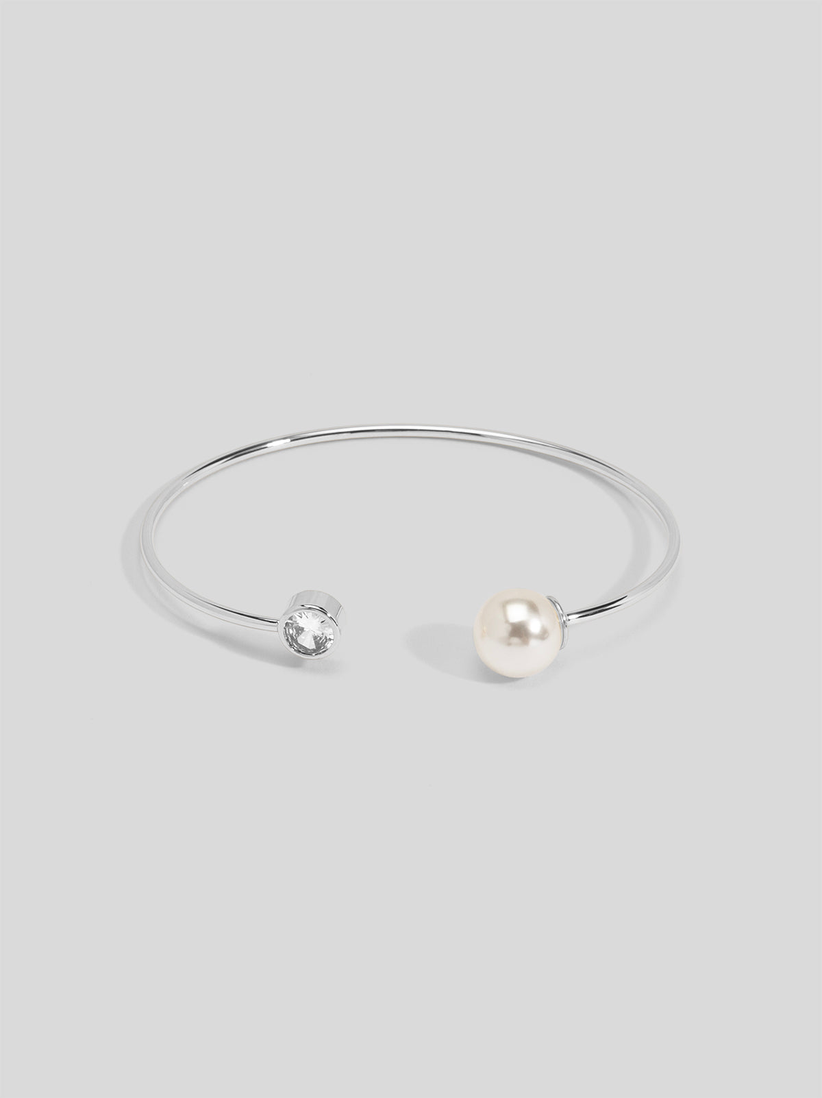 Pearl and Crystal Open Cuff Bracelet
