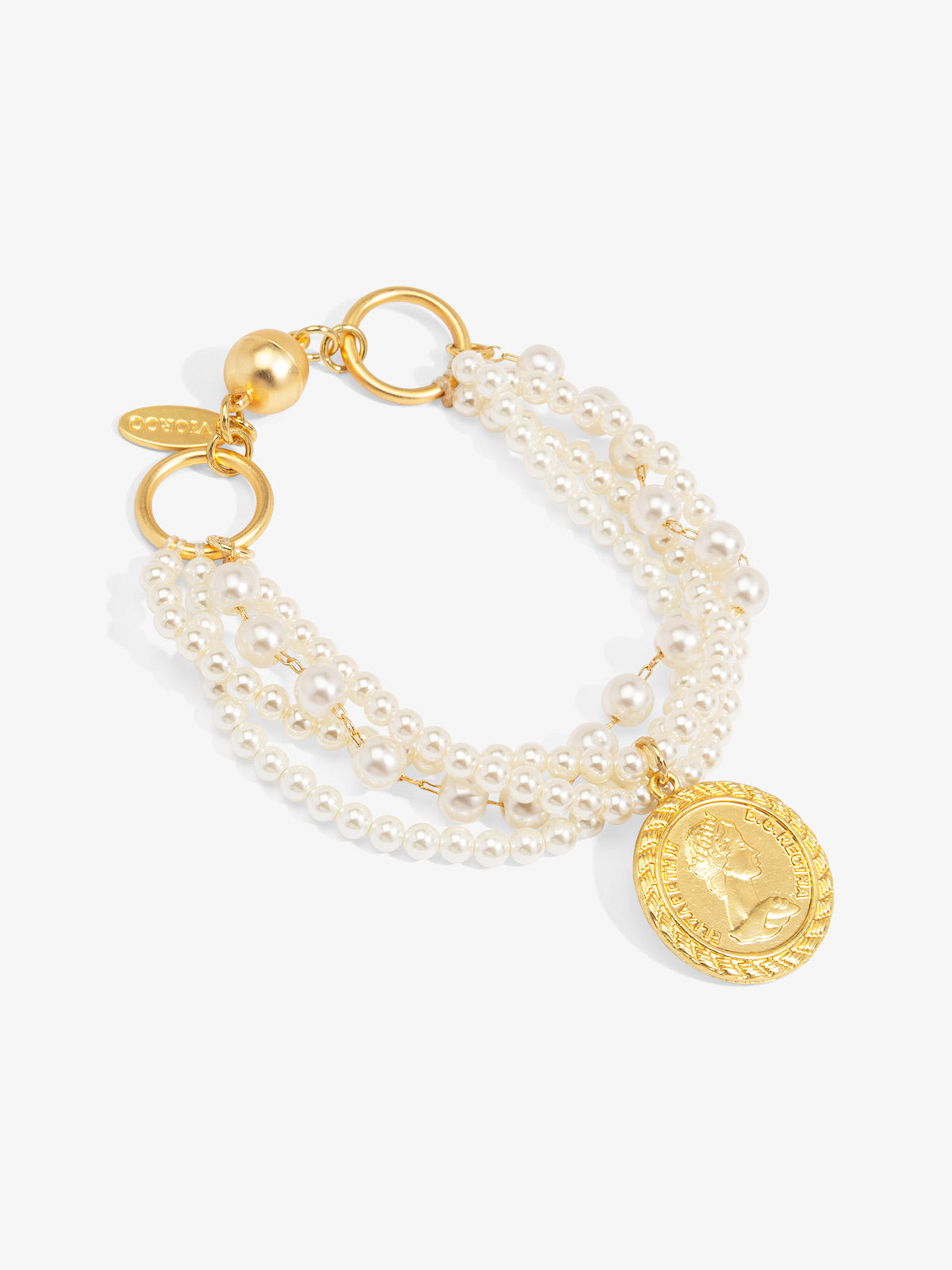 Layered Pearl Coin Magnet Bracelet