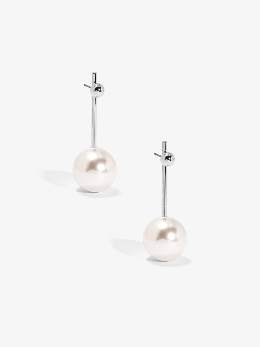 Gold Bead and Pearl Drop Earring