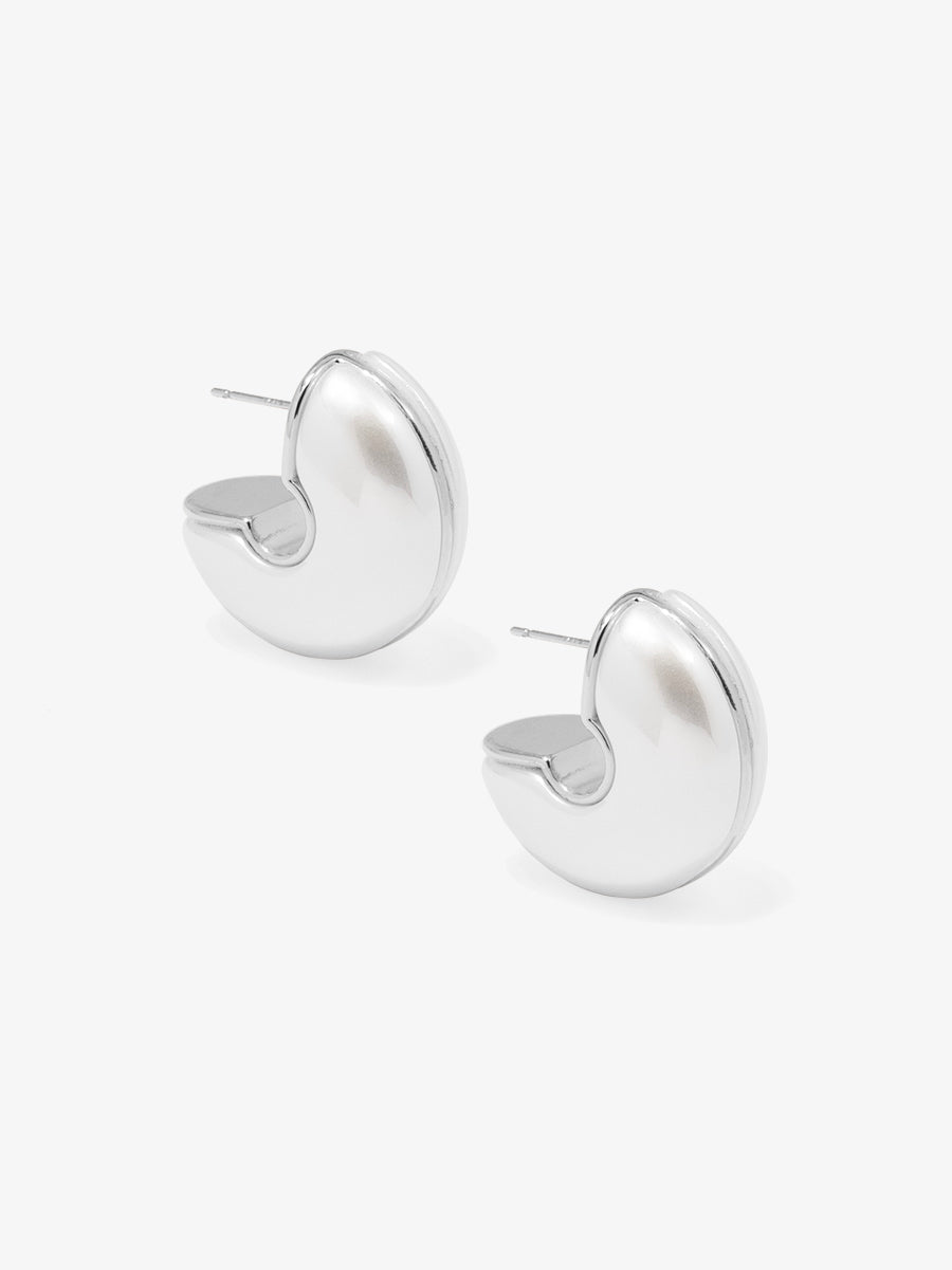Two-Tone Crescent Pearl Hoop Earring