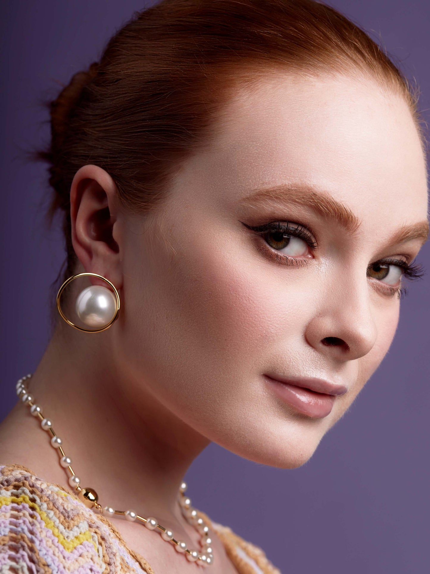 Encircled Pearl Hoop Earring
