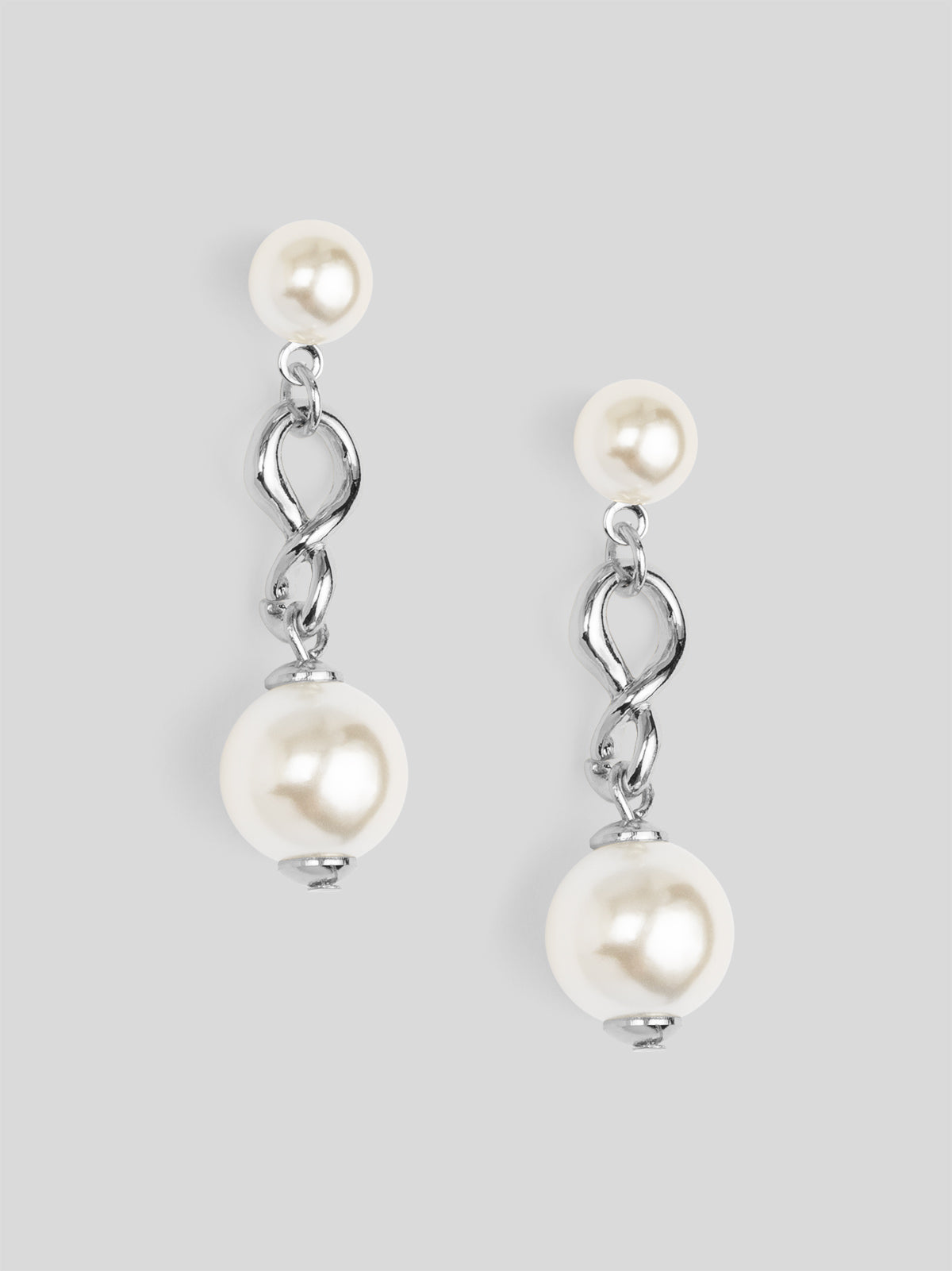 Twisted Link Pearl Drop Earring