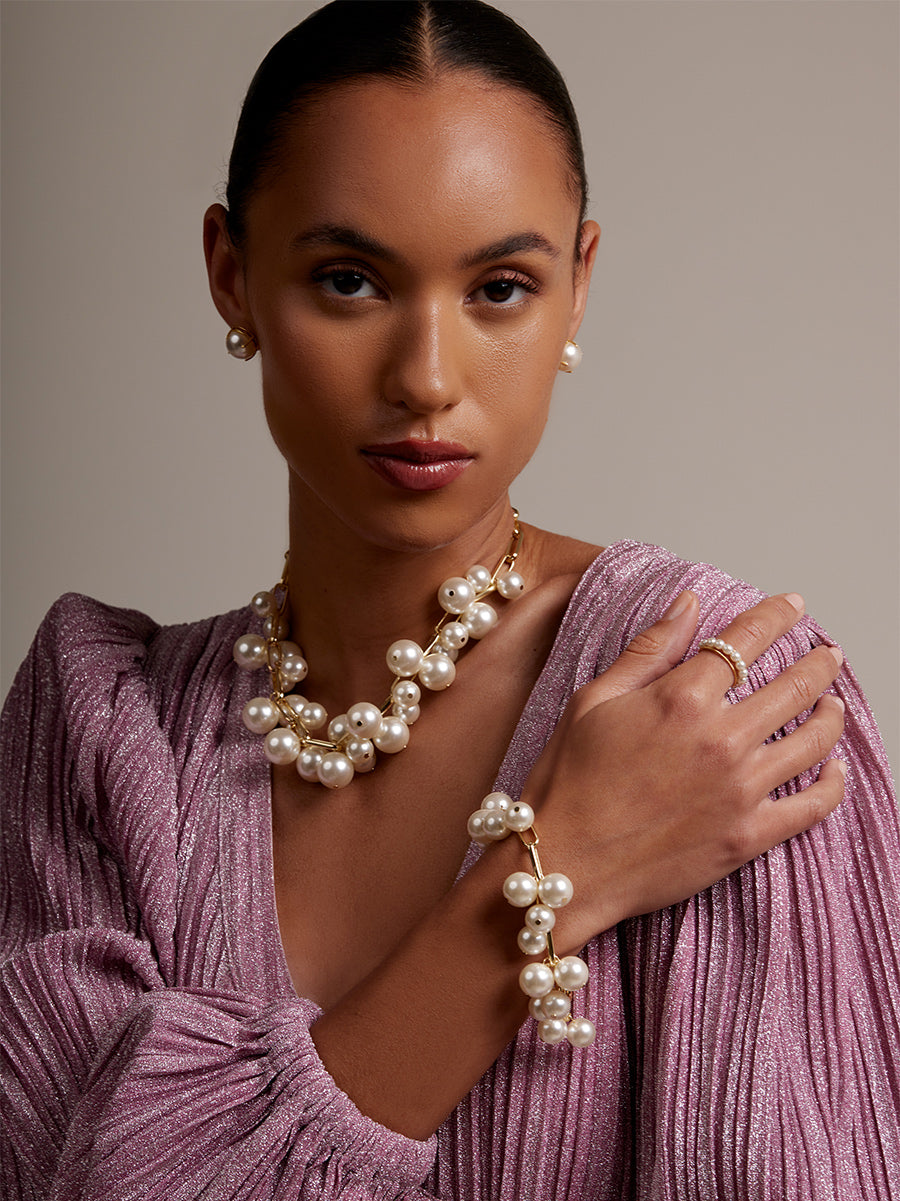 Pearl and Chain Collar Necklace