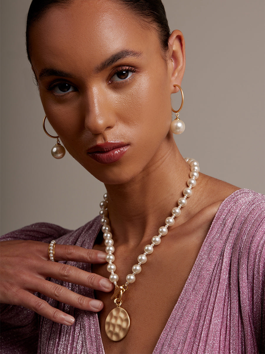 Pearl & Charm Collar Necklace