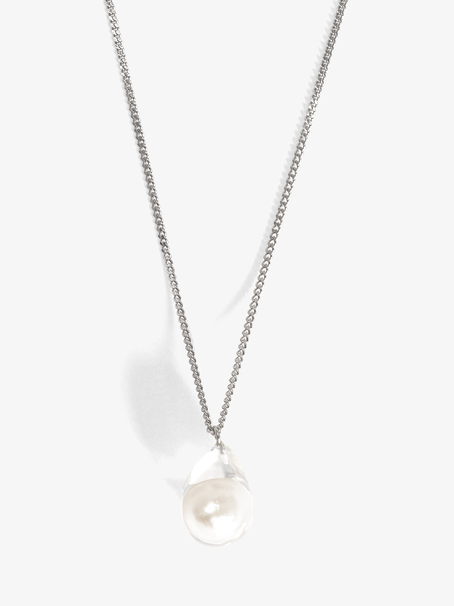 Lucite Covered Pearl Collar Necklace