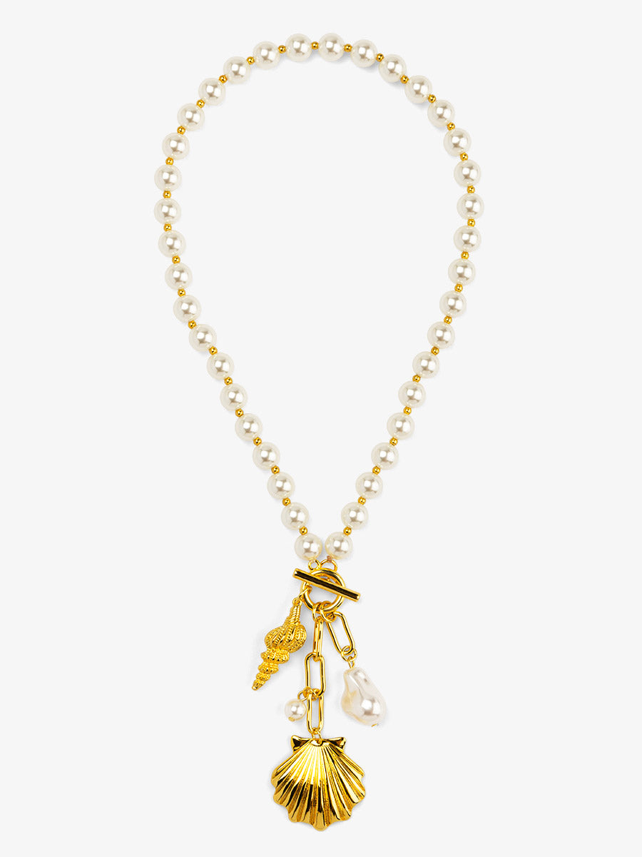 Pearl Sea Charm Lariat Necklace
