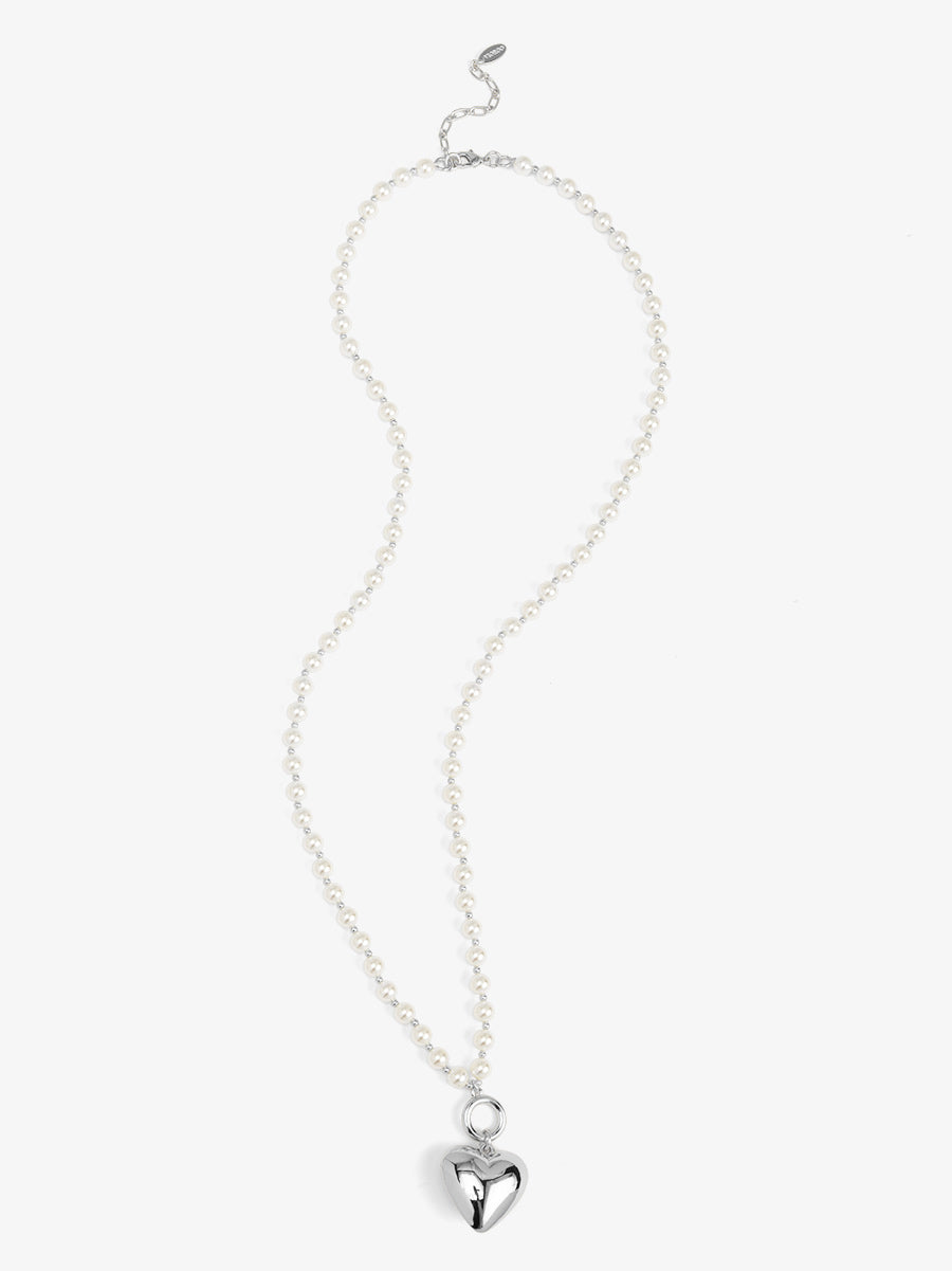 Heart Charm Pearl Long Necklace