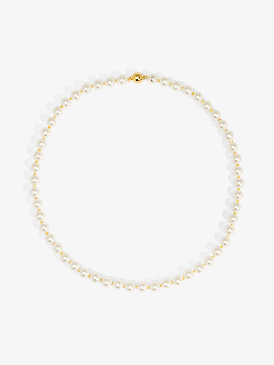 8mm Pearl Beaded Magnet Short Necklace