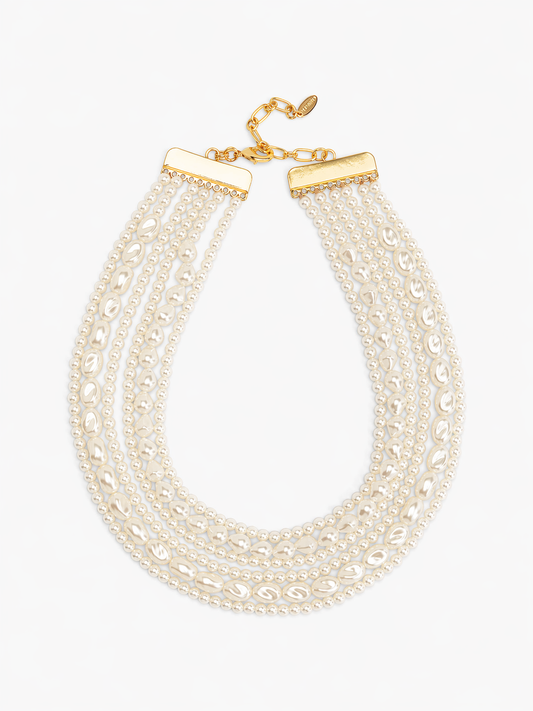 Multi-Strand Pearl Baroque Collar Necklace