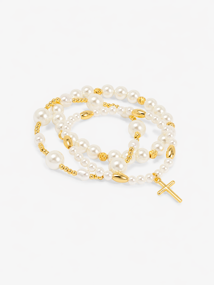 Crosslight Pearl Bracelet Set (Set of 3)