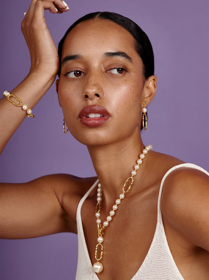 Bamboo Link Pearl Magnet Bracelet