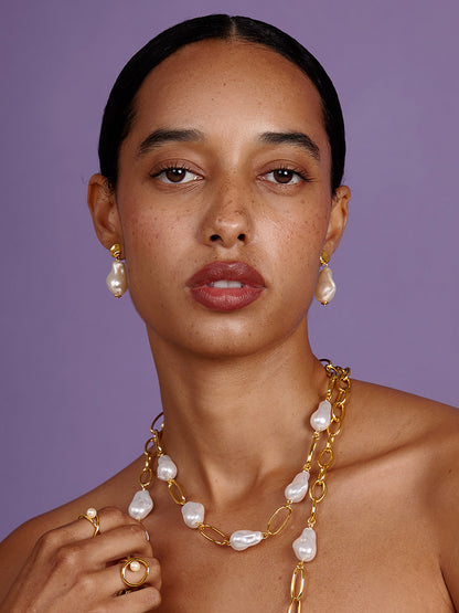 Small Baroque Pearl Drop Earring
