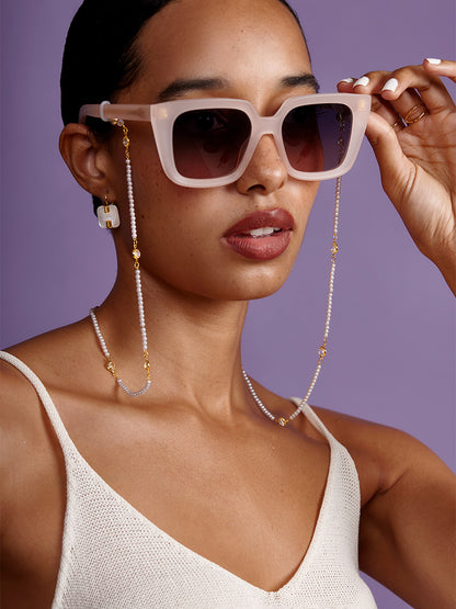 Micro Pearl Beaded and Crystal Glass Chain