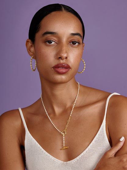 Petite Pearl Link Toggle Necklace