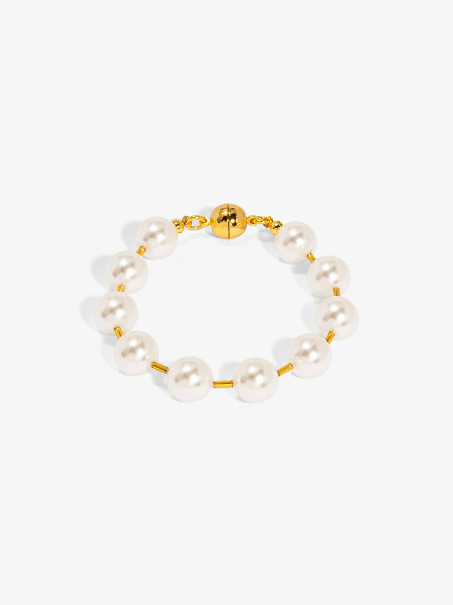 Pearl Beaded Bracelet with Tube Spacers