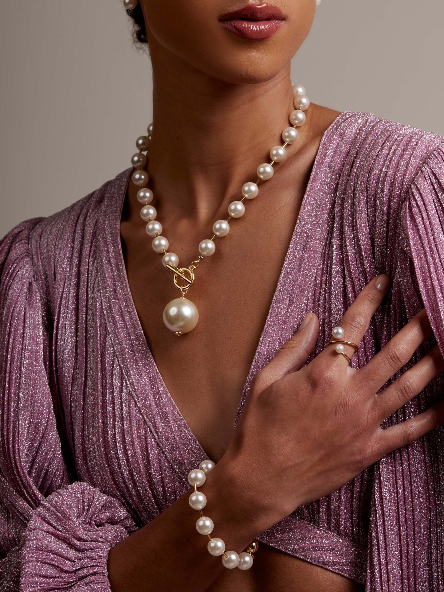 Pearl Beaded Bracelet with Tube Spacers