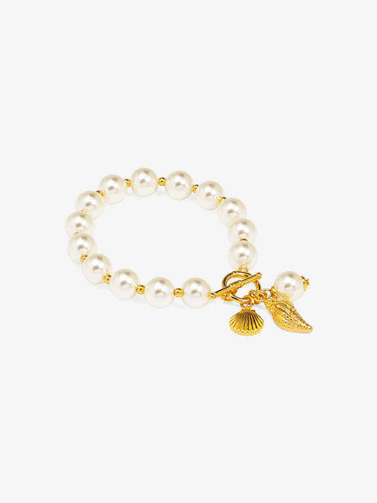 Pearl and Gold Bead Cuff bracelet