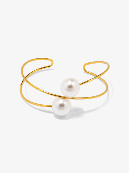 Two Pearls Cuff Bracelet