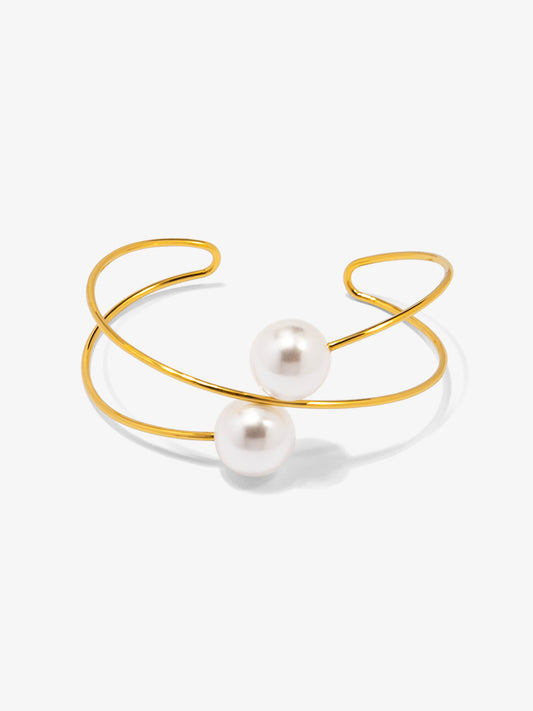 Two Pearls Cuff Bracelet
