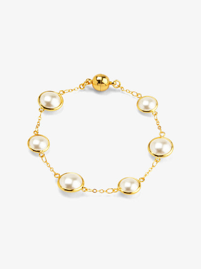 Half Pearl and Chain Magnet Bracelet