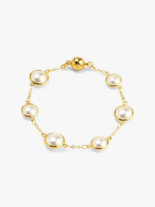 Half Pearl and Chain Magnet Bracelet