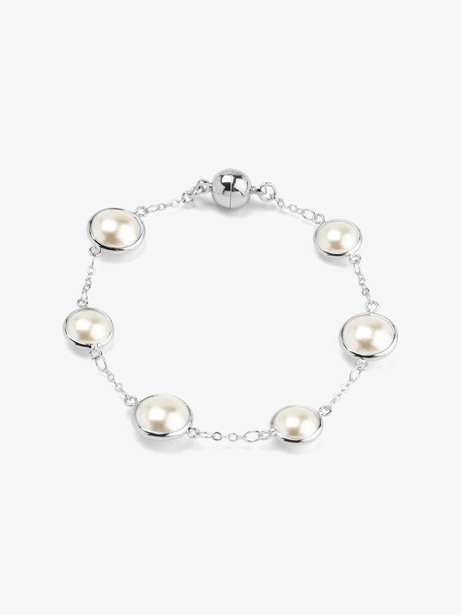 Half Pearl and Chain Magnet Bracelet