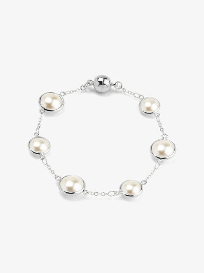 Half Pearl and Chain Magnet Bracelet