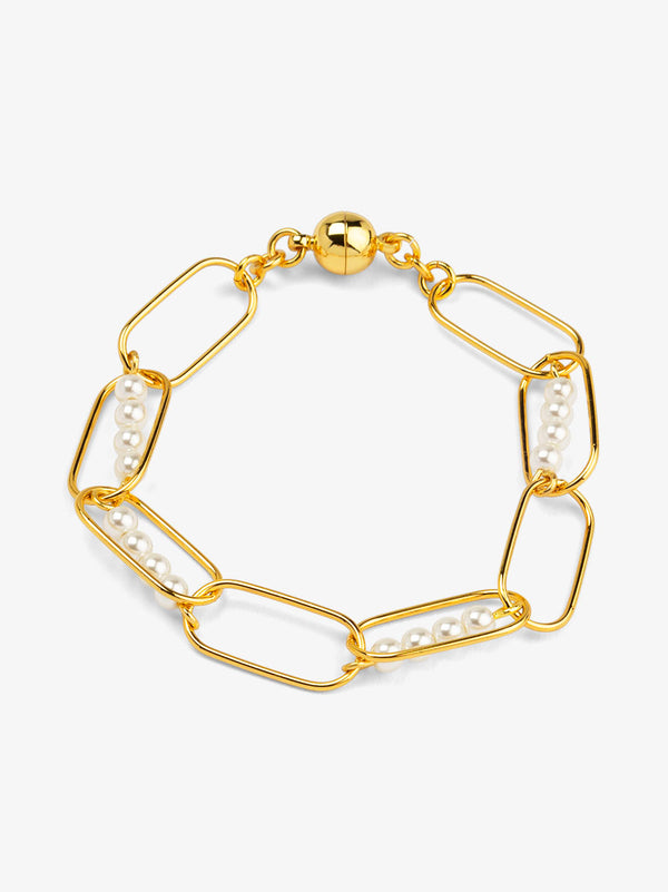 Linear Pearl Chain Magnet Bracelet