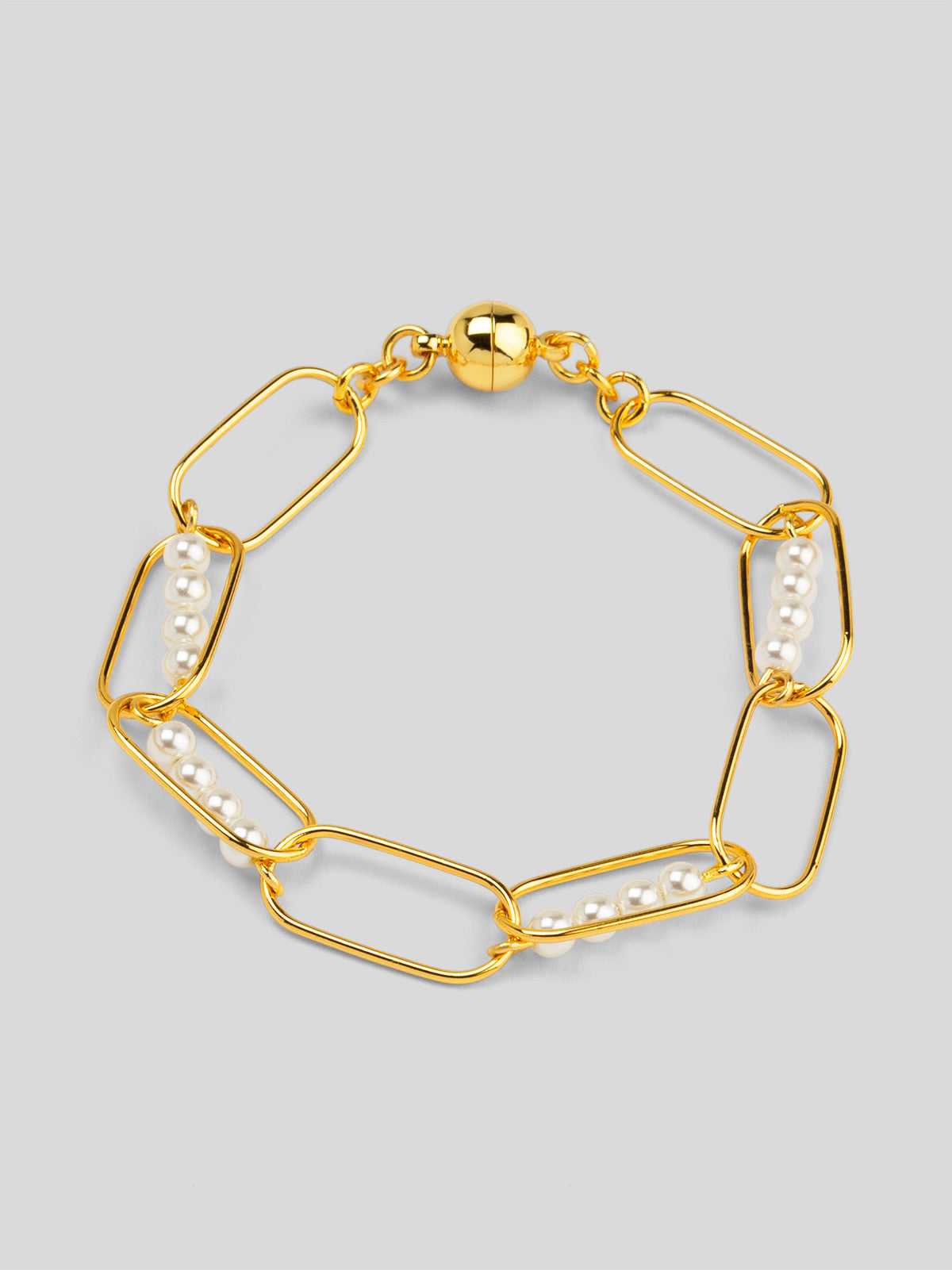 Linear Pearl Chain Magnet Bracelet