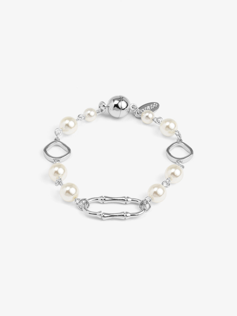 Bamboo Link Pearl Magnet Bracelet