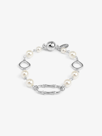 Bamboo Link Pearl Magnet Bracelet