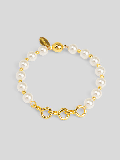 Twisted Link Pearl Magnet Bracelet