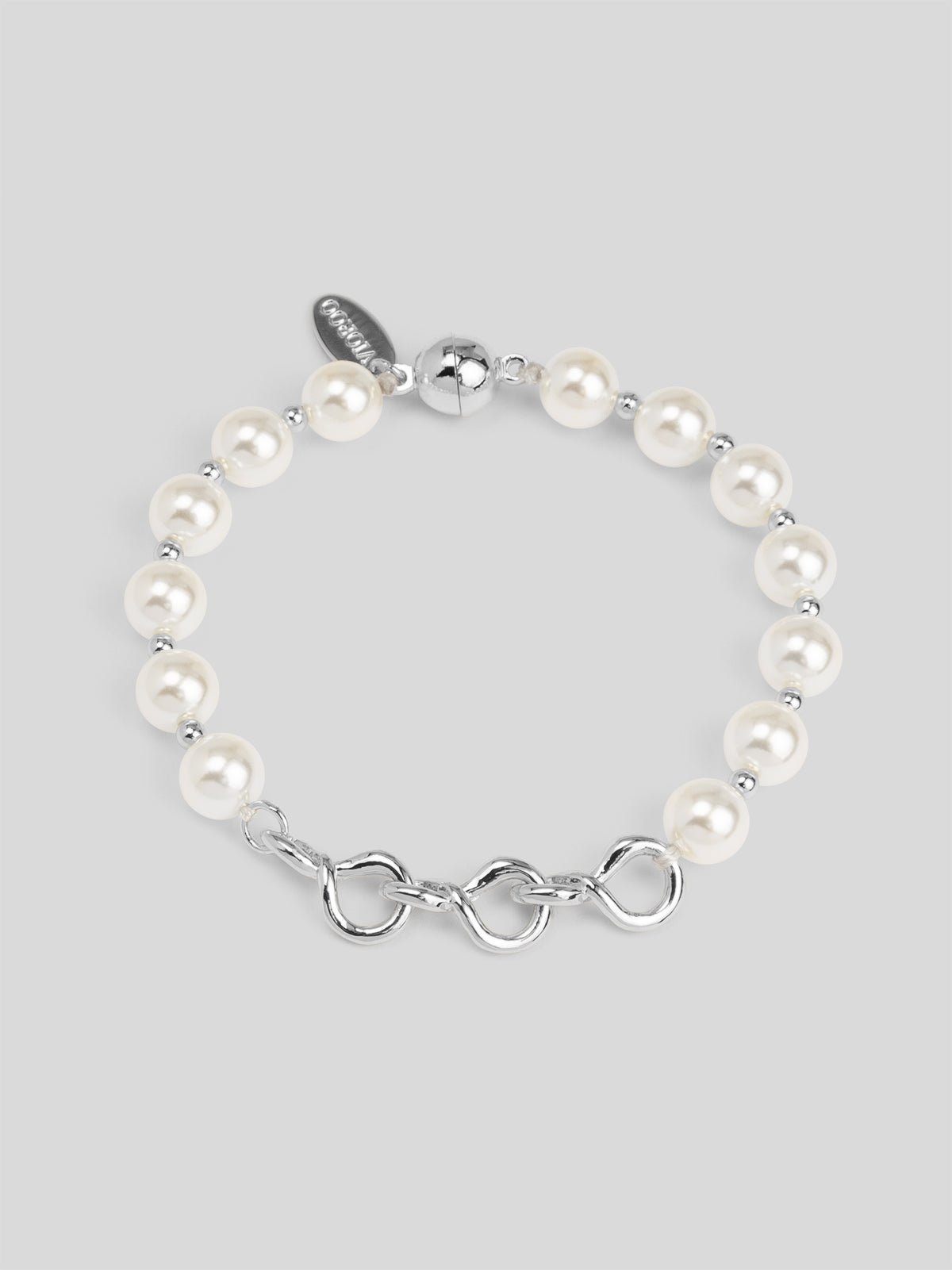 Twisted Link Pearl Magnet Bracelet