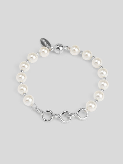 Twisted Link Pearl Magnet Bracelet