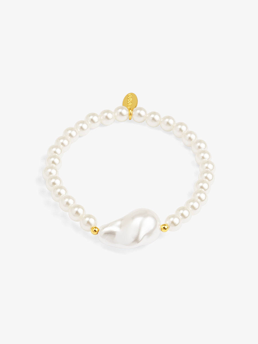 Baroque Pearl Charm Stretch Bracelet