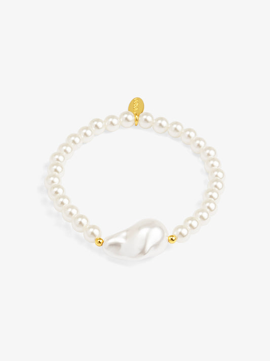 Baroque Pearl Charm Stretch Bracelet