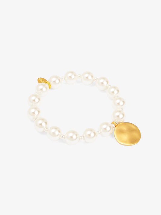 Matte Gold Hammered Disk Charm Bracelet