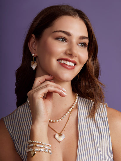 Golden Heart Pearl Bracelet Set (Set of 3)