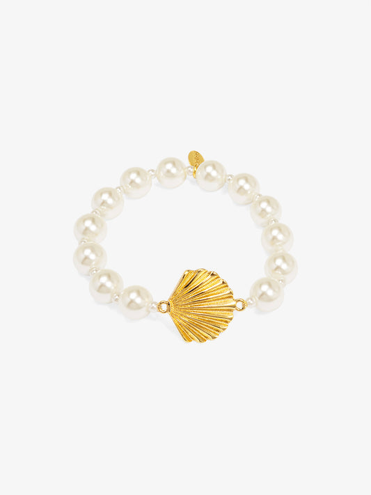 Scallop Pearl Stretch Bracelet