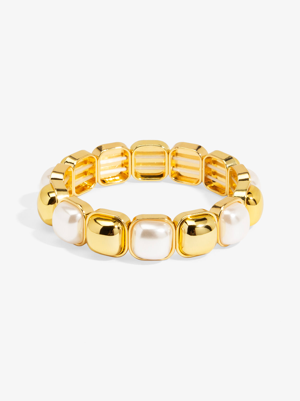 Large Square Tile Pearl Stretch Bracelet