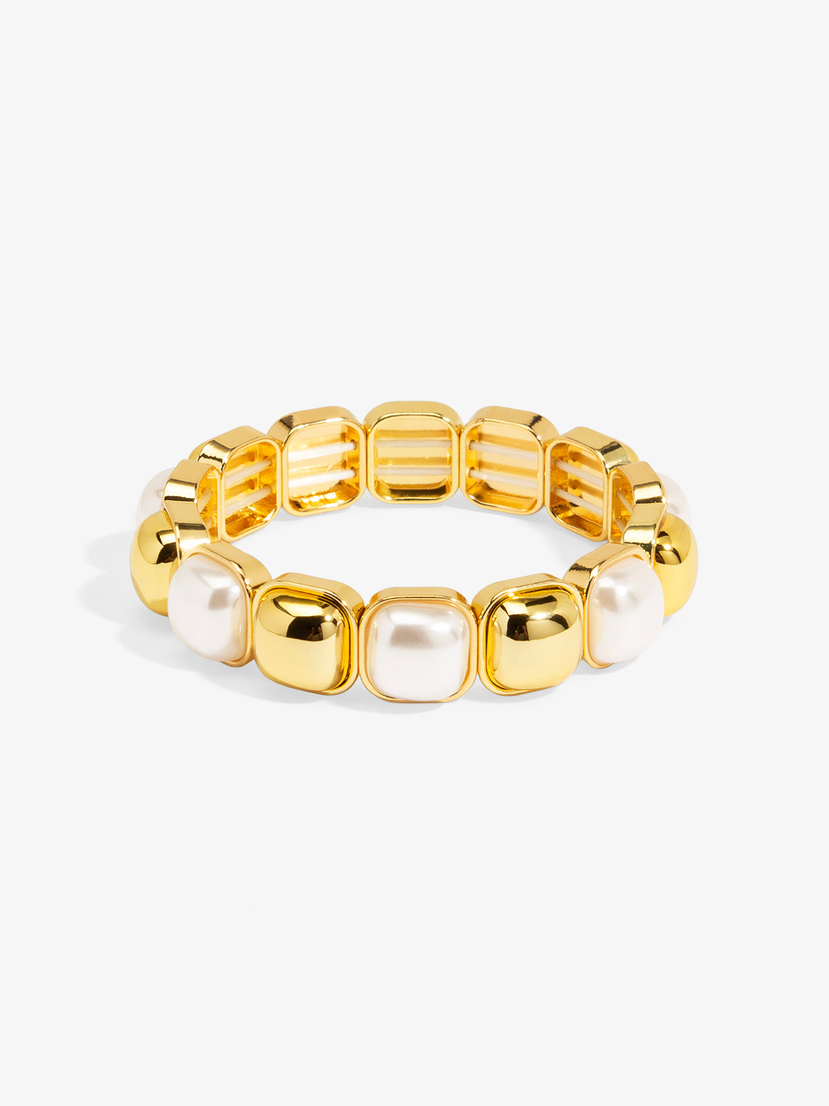 Small Square Tile Pearl Stretch Bracelet