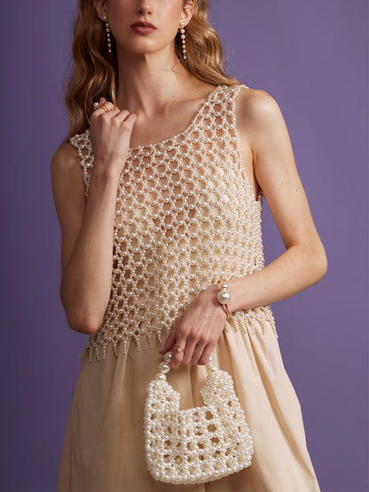 Sculptural Pearl Top Handle Bag