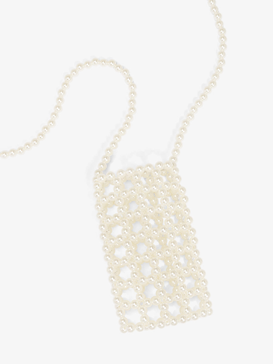Pearl Mesh Phone Crossbody Bag