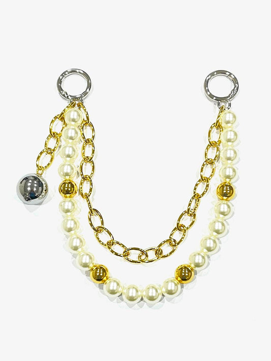 Pearl Beaded Oval Chain Bag Charm