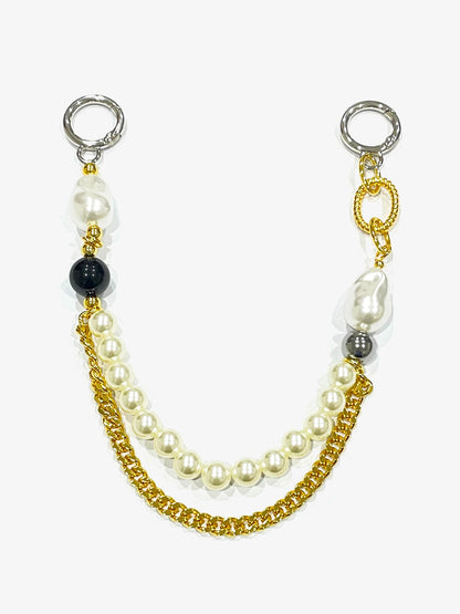 Baroque Pearl & Curb Chain Bag Charm