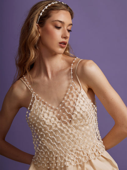 Lustre Glass Bead Pearl Cami