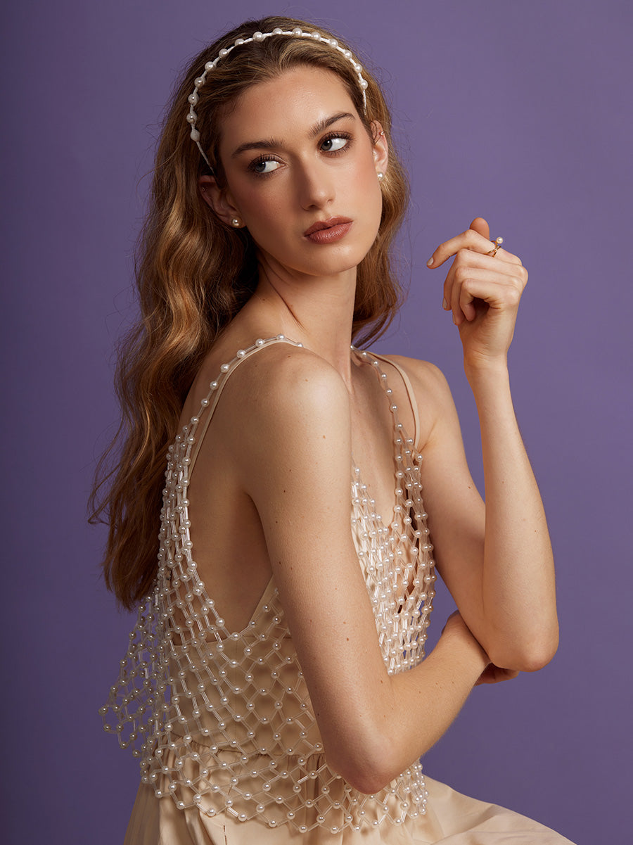 Lustre Glass Bead Pearl Cami